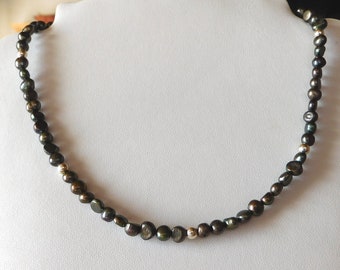 Zuchtperlen Kette schwarz - Süsswasserzuchtperlen -  Collier - Brautcollier - Brautschmuck - Silber 925 - Hochzeit- Perlenkette