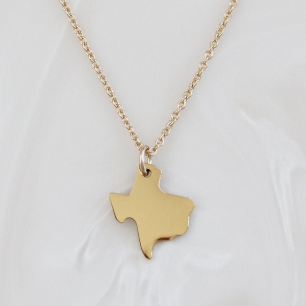 Texas Necklace - State Jewelry • Dainty Gold Necklace • Gold Filled • Sterling Silver • TX State Necklace • Layering Necklace • Texas