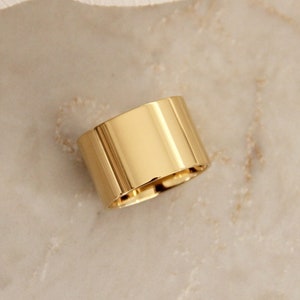 Cigar Band Ring, Wide Band Ring, Minimalist Ring, Thick Band Ring, Statement Ring, Thick Ring, 12mm Band Ring, Gold Thick Band, Wedding Ring image 2