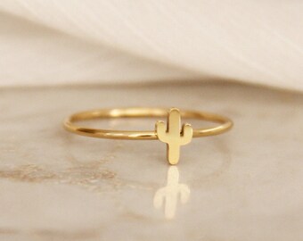 Cactus Ring - Dainty Gold Filled Cactus Ring Minimalist Ring Plant Jewelry Cacti Jewelry Ring Stacking Ring Stackable Rings Gold Silver