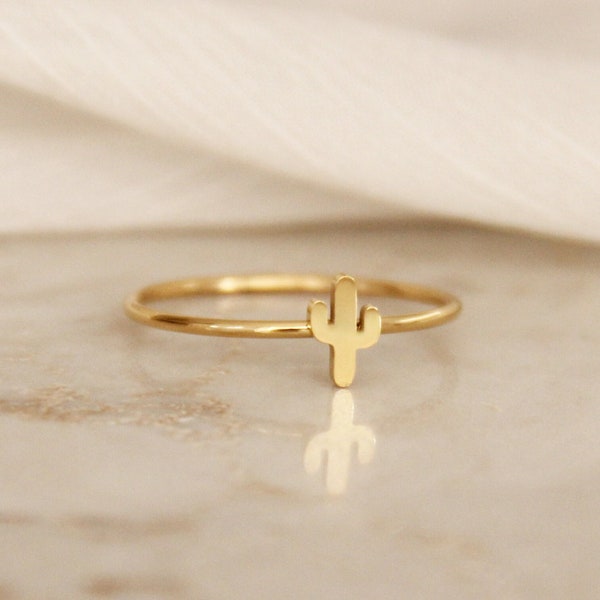 Cactus Ring - Dainty Gold Filled Cactus Ring Minimalist Ring Plant Jewelry Cacti Jewelry Ring Stacking Ring Stackable Rings Gold Silver