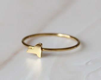 New York State Ring - New York Ring - Thin Bands - Statement Rings - Stackable Ring - Tiny New York Ring - Gold New York Ring - NY Jewelry