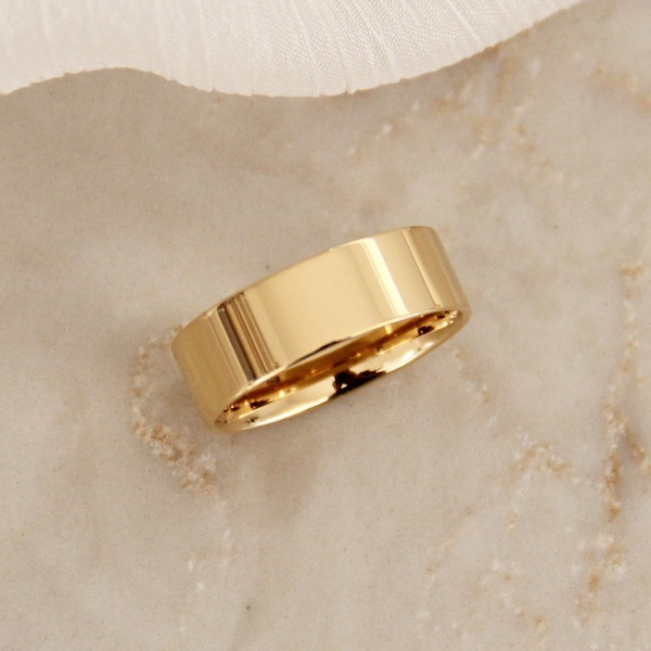 Thick Band Ring - Wide Band Minimalist Ring Modern Jewelry Statement Ring Thick Ring Stack Ring Gold Band Ring Jewelry Gift Golden Ring