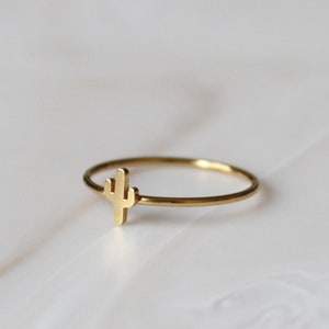 Cactus Ring Dainty Gold Filled Cactus Ring Minimalist Ring Plant Jewelry Cacti Jewelry Ring Stacking Ring Stackable Rings Gold Silver image 3