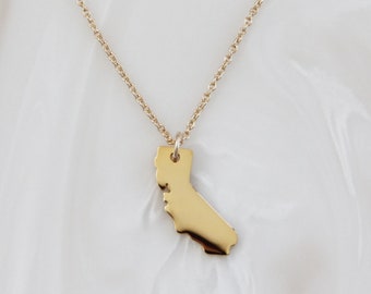 California Necklace - State Jewelry - Dainty Gold Necklace - Cali Necklace -  CA State Necklace • Layering Necklace • Golden State Jewelry