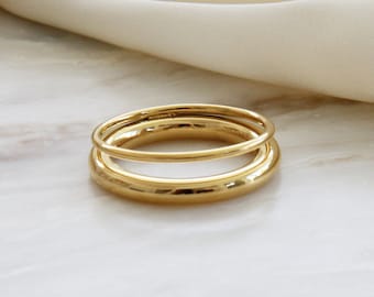 Double Band Ring - Minimalist Ring - Modern Ring - Statement Ring - Thick Ring - Stack Ring - Gold Band - Gold Filled Ring - Plain Gold Band