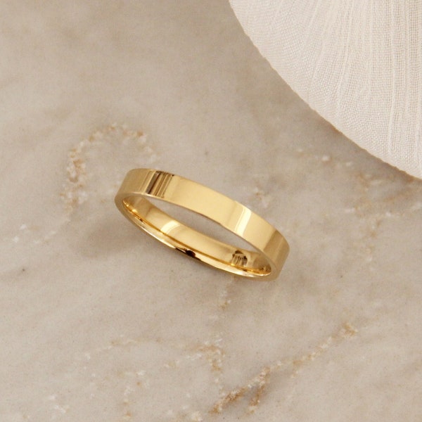 Elora Band - Minimalist Ring Modern Ring Statement Ring Unisex Ring Thick Ring Stacking Ring Gold Filled Band Steel 3mm Wide Wedding Band