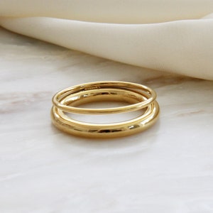 Double Band Ring - Minimalist Ring - Modern Ring - Statement Ring - Thick Ring - Stack Ring - Gold Band - Gold Filled Ring - Plain Gold Band