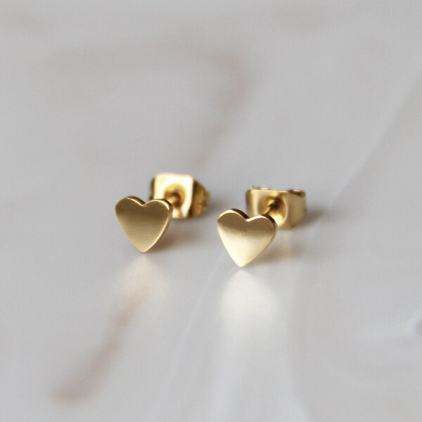 Heart Stud Earrings - Tiny Stud Earrings  Dainty Heart Studs  Gift for Her  Valentines Day Gift  Gold Heart Earrings  Heart Studs