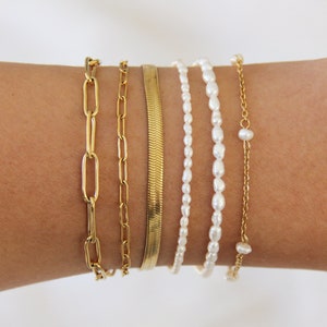 Gold Filled Chain Bracelet, Silver Chain Bracelet, Paperclip Bracelet, Pearl Bracelet, Snake Chain Bracelet, Dainty Bracelet, Link Bracelet