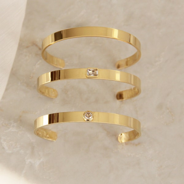 Cuff Bracelet - CZ Diamond Cuff Gold Cuff Bangle Bracelet Adjustable Cuff Bracelet Thick Bracelet Silver Cuff Bracelet Stacking Bracelet