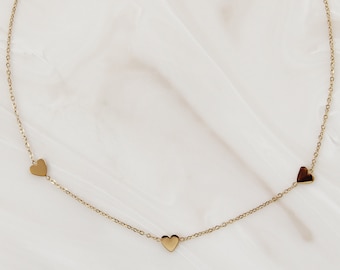 Three Heart Gold Necklace 2024 favors