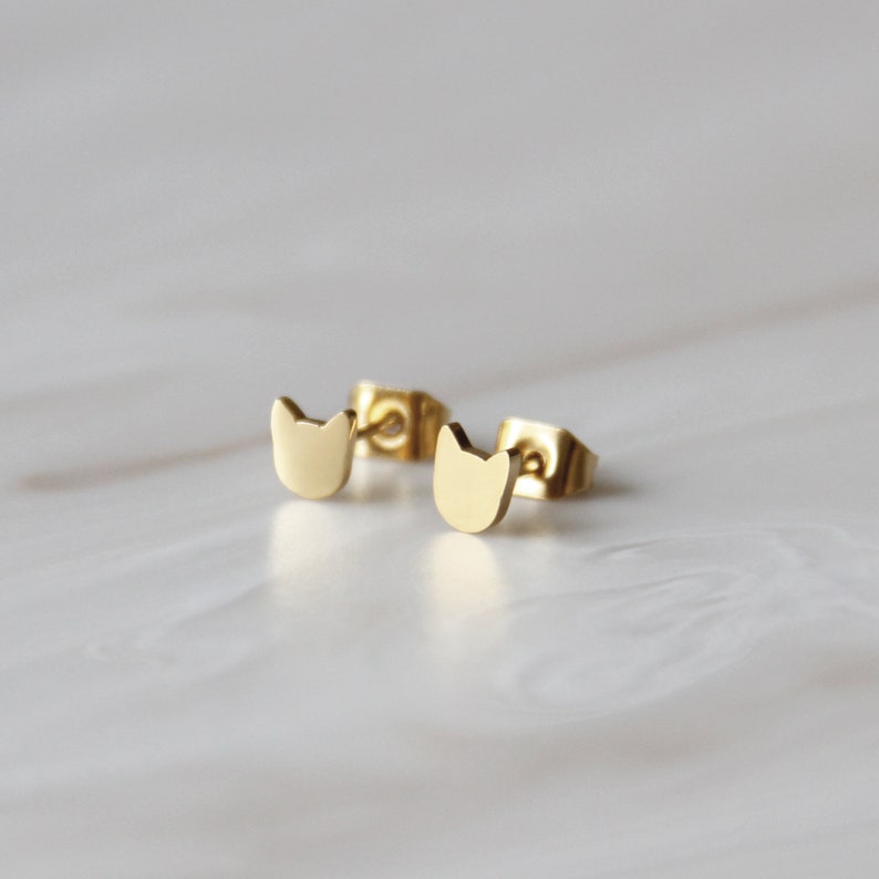 Cat Stud Earrings Cat Studs Cat Earrings Cat Lady Earrings Pet Jewelry Kitten Earrings Cat Jewelry Tiny Cat Studs image 1