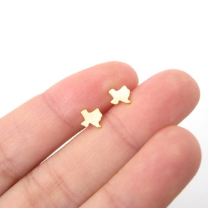 Texas Stud Earrings Texas State Earrings Small Stud Earring Minimalist Earring Texas Studs TX Stud Earrings Lone Star Jewelry Texas Strong image 2