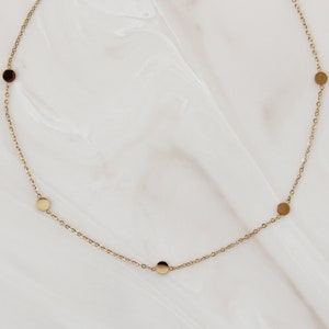 Five Dot Choker - Circle Choker Necklace - Dainty Layering Necklace - Circle Necklace - Geometric Shape Necklace - Gold, Silver Choker