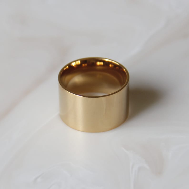 Cigar Band Ring, Wide Band Ring, Minimalist Ring, Thick Band Ring, Statement Ring, Thick Ring, 12mm Band Ring, Gold Thick Band, Wedding Ring image 6