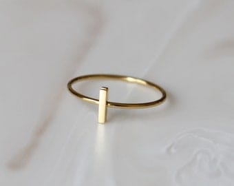 Bar Ring - Dainty Ring • Minimalist Ring • Thin Ring • Statement Ring • 18k Gold • Surgical Steel • Stackable Ring • Bar Jewelry • Geometric