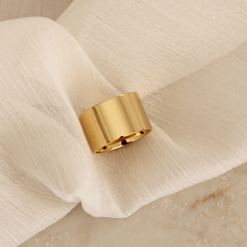 Cigar Band Ring, Wide Band Ring, Minimalist Ring, Thick Band Ring, Statement Ring, Thick Ring, 12mm Band Ring, Gold Thick Band, Wedding Ring image 3