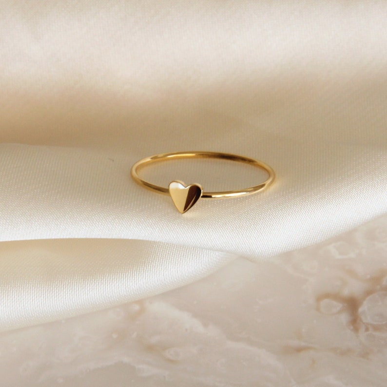 Tiny Heart Ring Dainty Heart Ring Mini Heart Ring Jewelry Gift Gold Filled Heart Ring Silver Heart Ring Rose Gold Heart Ring Love Ring image 1