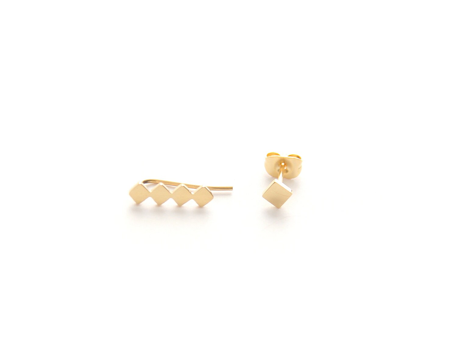 Square Ear Climber and Stud Set 3036 Etsy