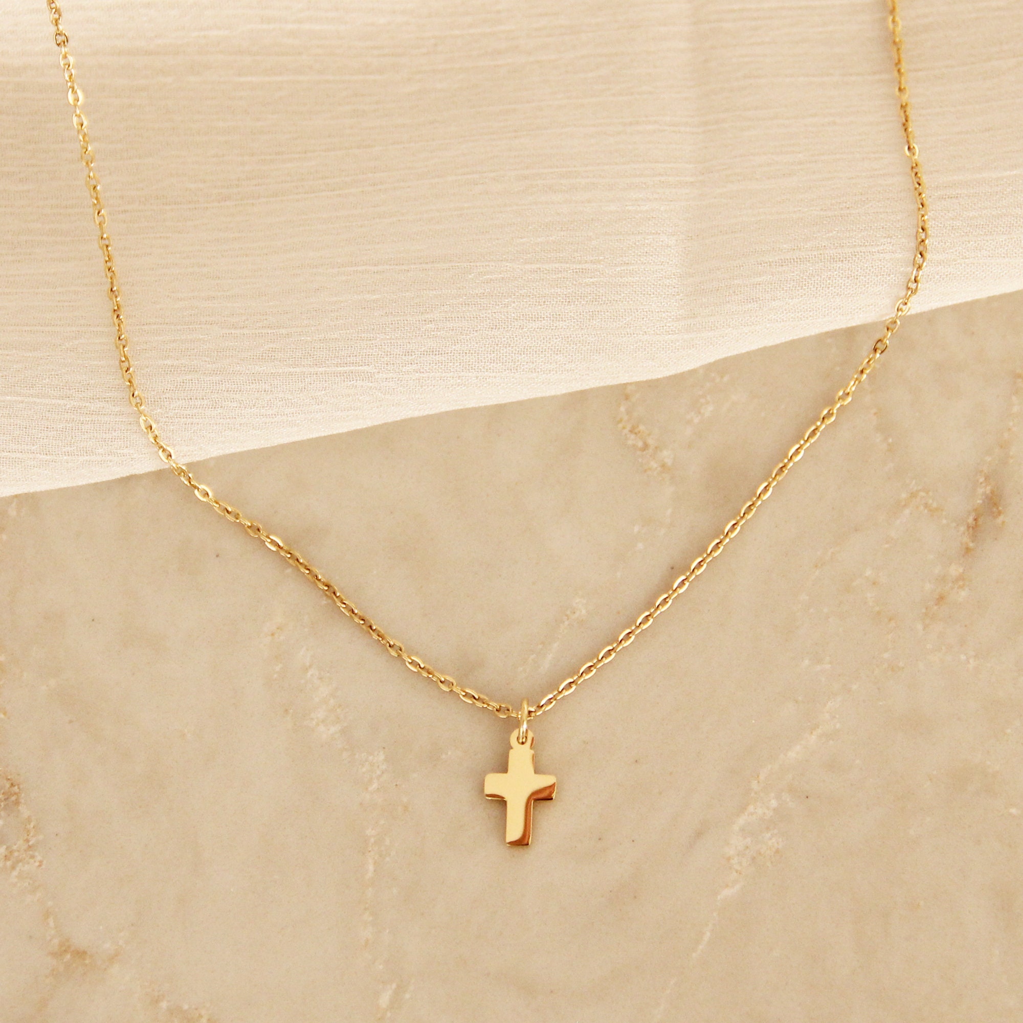 Tiny Cross Necklace Dainty Necklace Gold Filled Necklace - Etsy