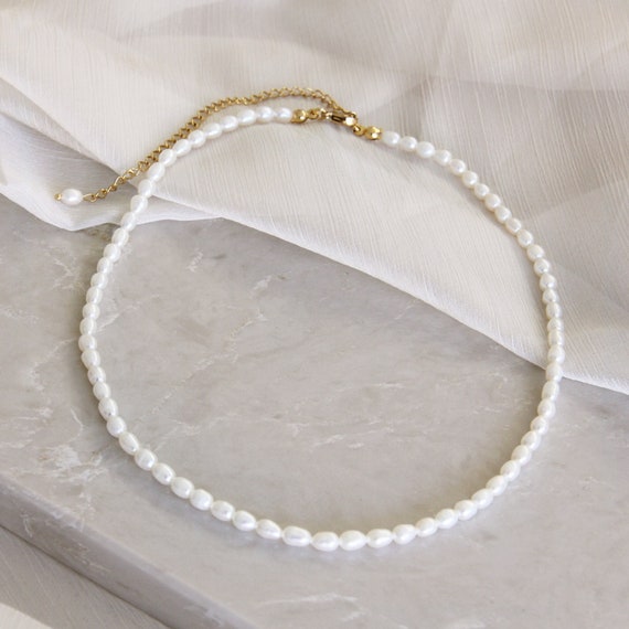 Pearl Choker Necklace Small Natural Pearl Necklace Simple 