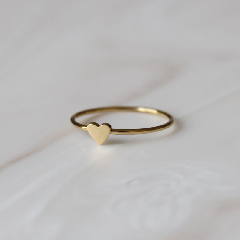 Tiny Heart Ring Dainty Heart Ring Mini Heart Ring Jewelry Gift Gold Filled Heart Ring Silver Heart Ring Rose Gold Heart Ring Love Ring image 2
