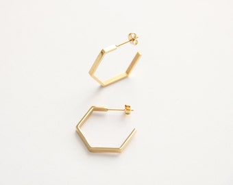 Hexagon Hoop Earrings - Geometric Hoop Earrings - Modern Earrings - Shape Jewelry - Hexagon Earrings - Statement Jewelry - Hypoallergenic