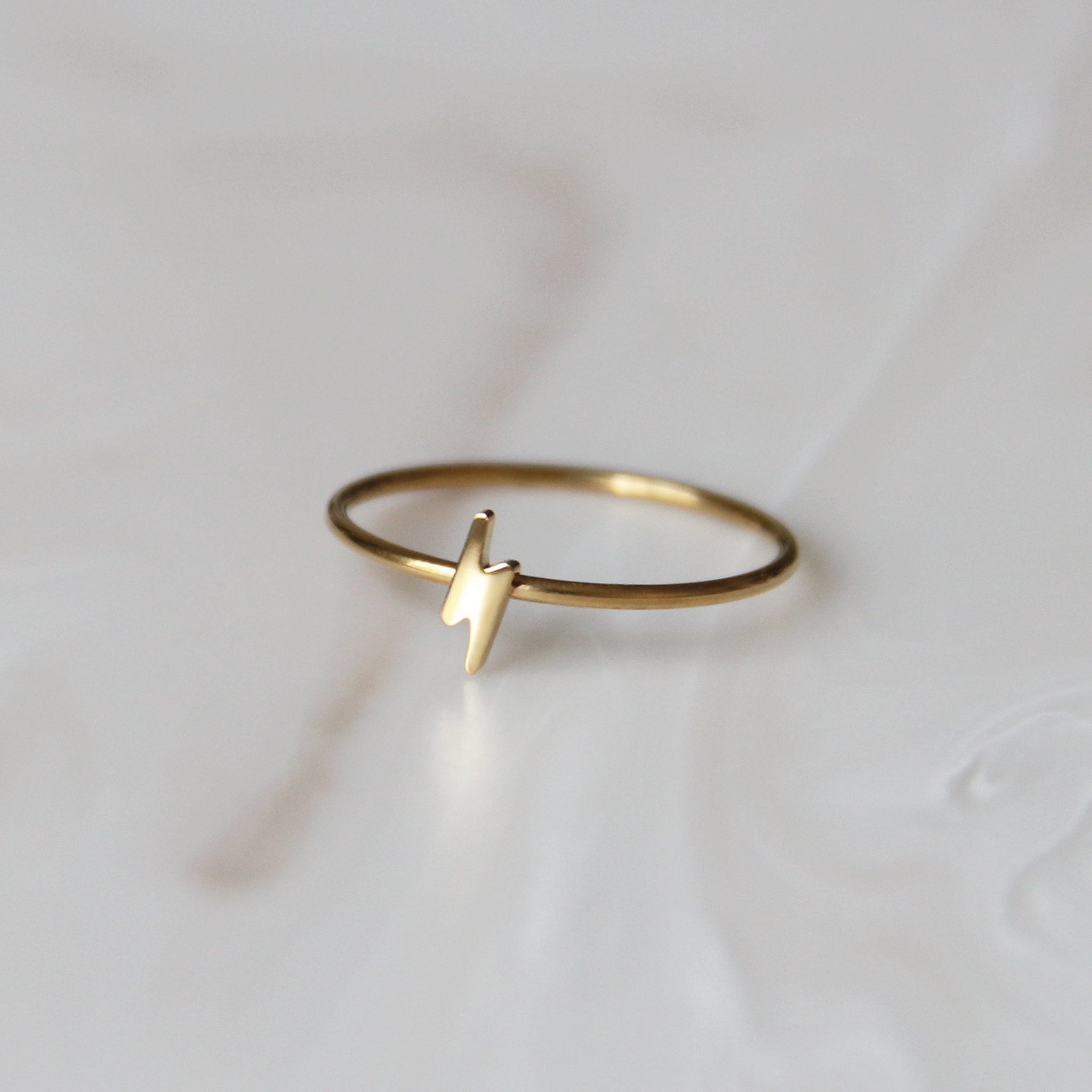 Tiny Lightning Bolt Ring Dainty Ring Lightning Jewelry Etsy