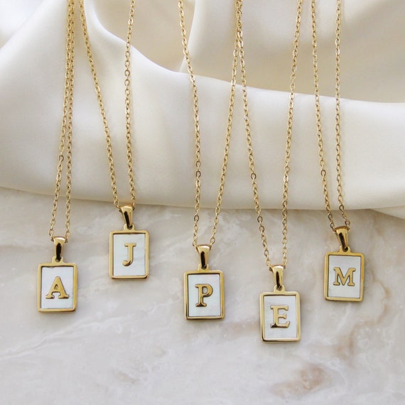 Mother Of Pearl Initial Necklace | 18K Gold Plated – taracollective.com.au