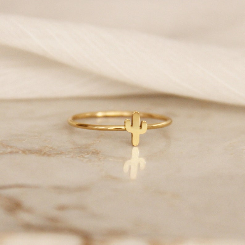 Cactus Ring Dainty Gold Filled Cactus Ring Minimalist Ring Plant Jewelry Cacti Jewelry Ring Stacking Ring Stackable Rings Gold Silver image 1