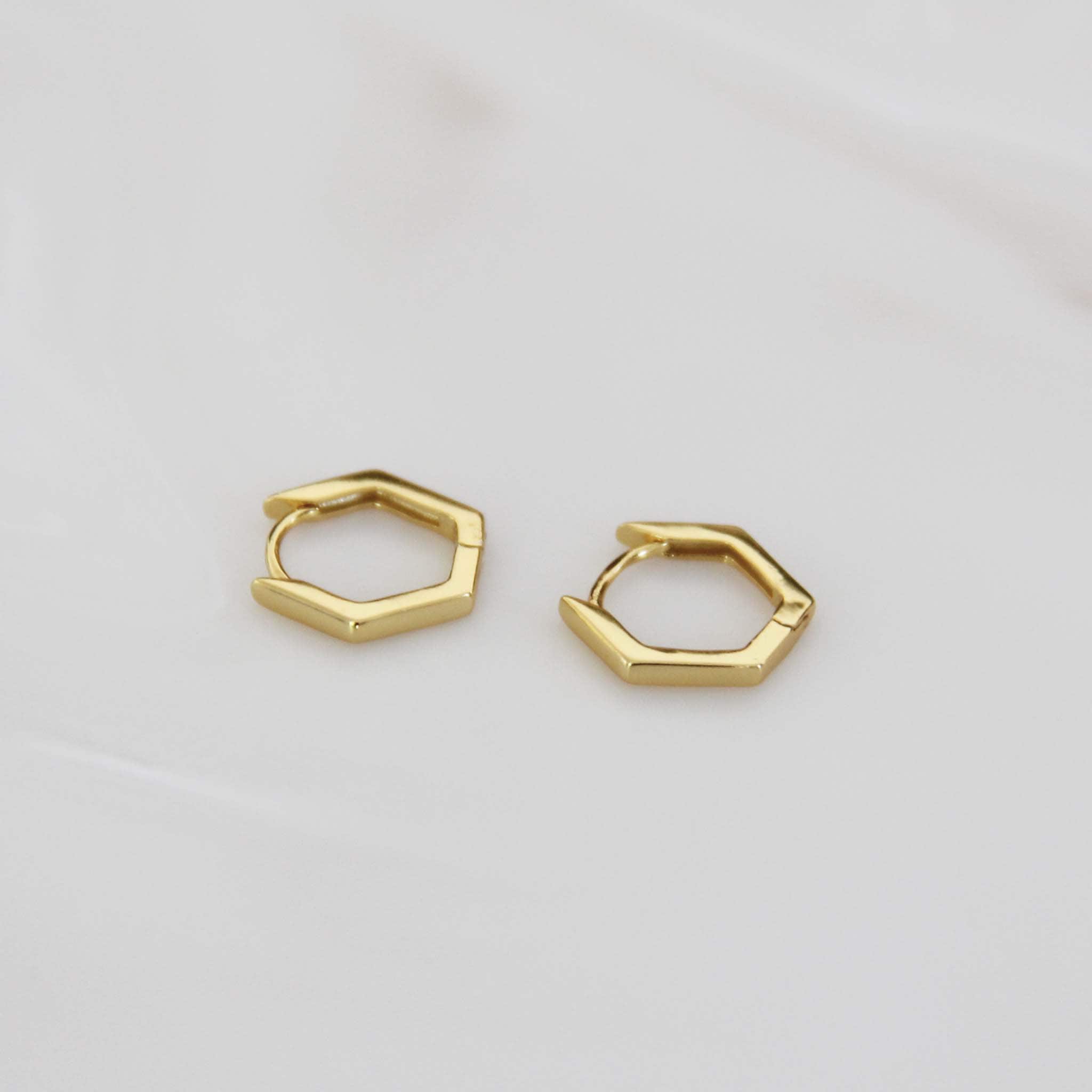 Hexagon Hoops Small Hoop Earrings Huggie Earrings Etsy