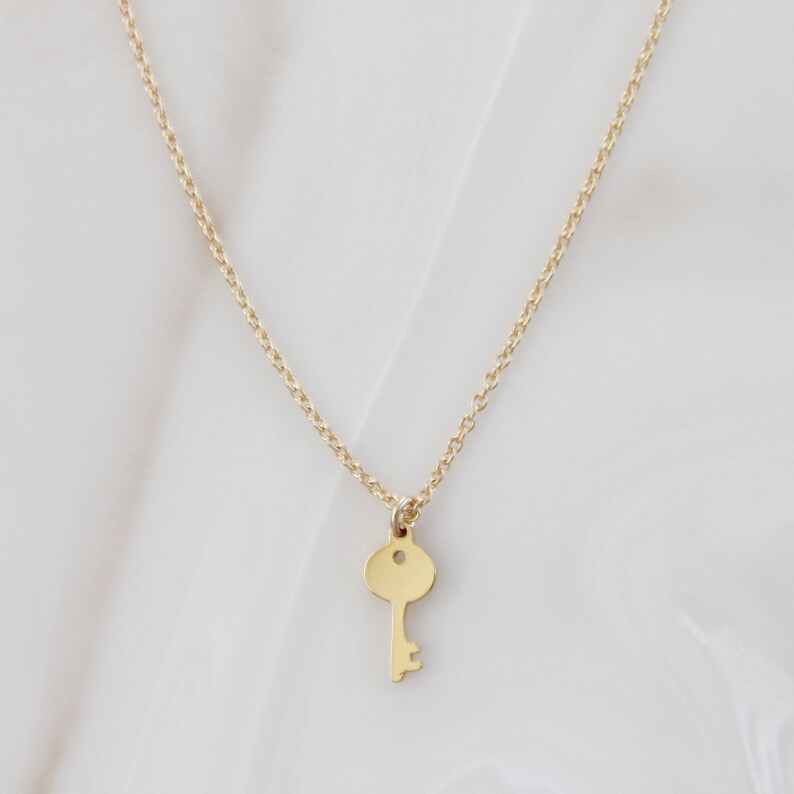 1st Anniversary Gift for Wife Key To My Heart Heart Key Necklace Dainty Gold Necklace