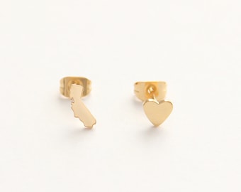 California Love Stud Earrings - Dainty Studs • Stud Earrings • CA Earrings • CA Studs • California Studs • State Jewelry • Hypoallergenic