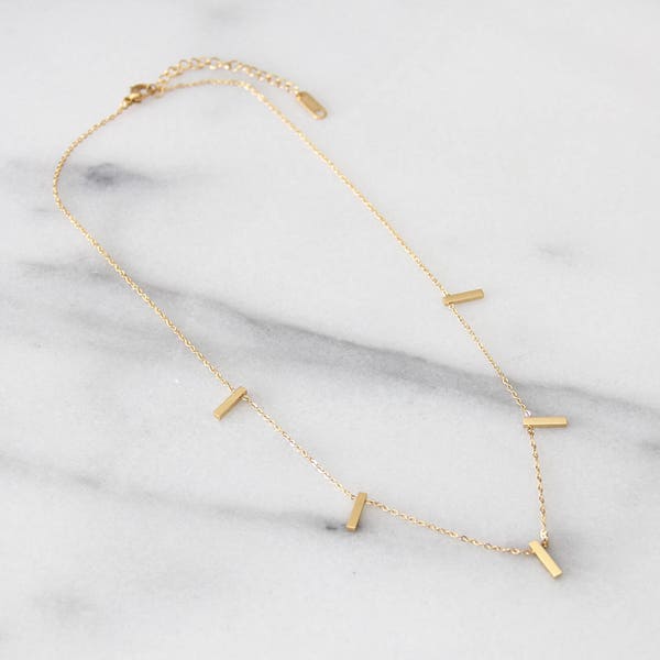 Five Bar Necklace - Dainty Necklace • Line Necklace • Minimalist Necklace • Choker Necklace • Gold Chain • Layering Necklace • Bar Necklace