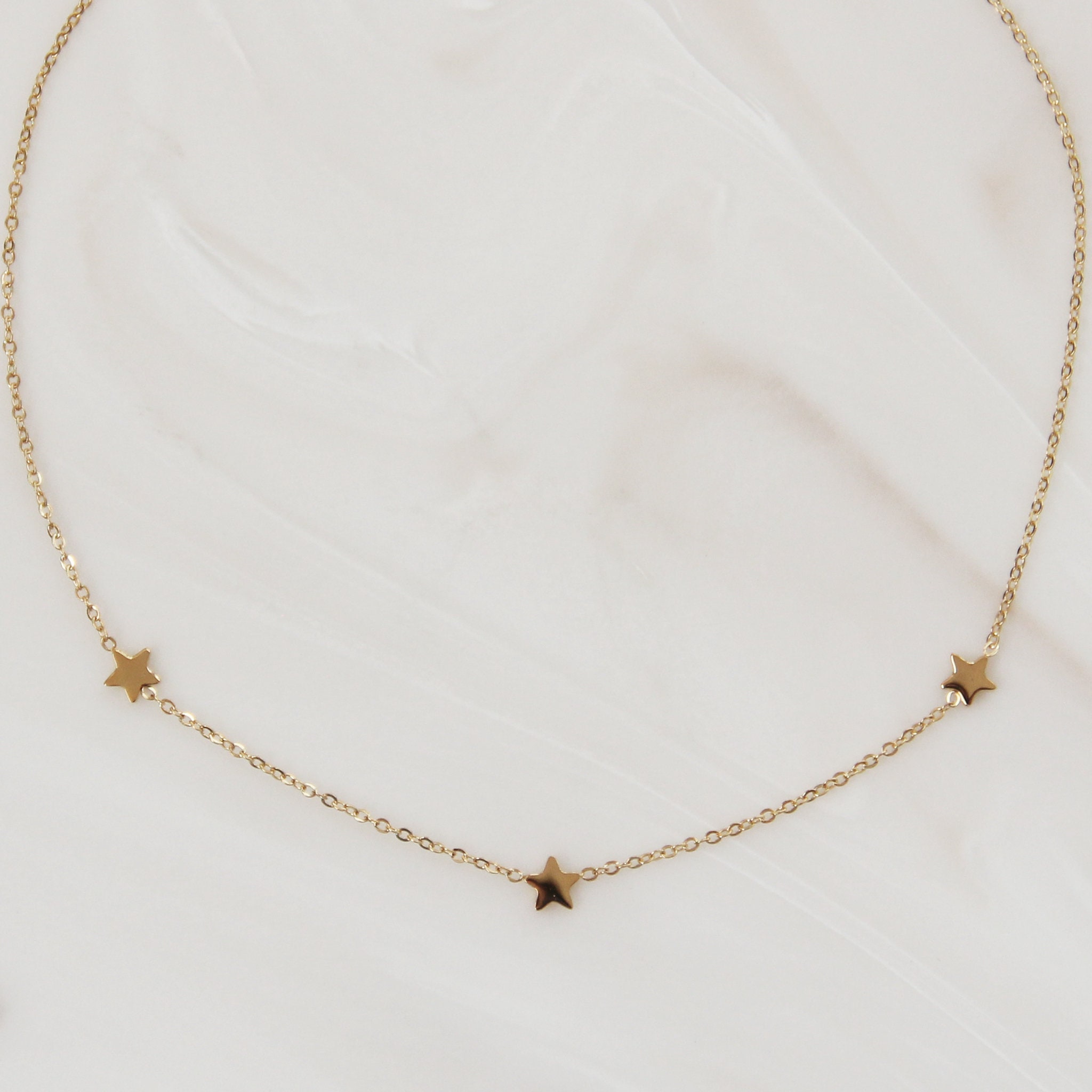 Triple Star Choker Tiny Star Necklace 