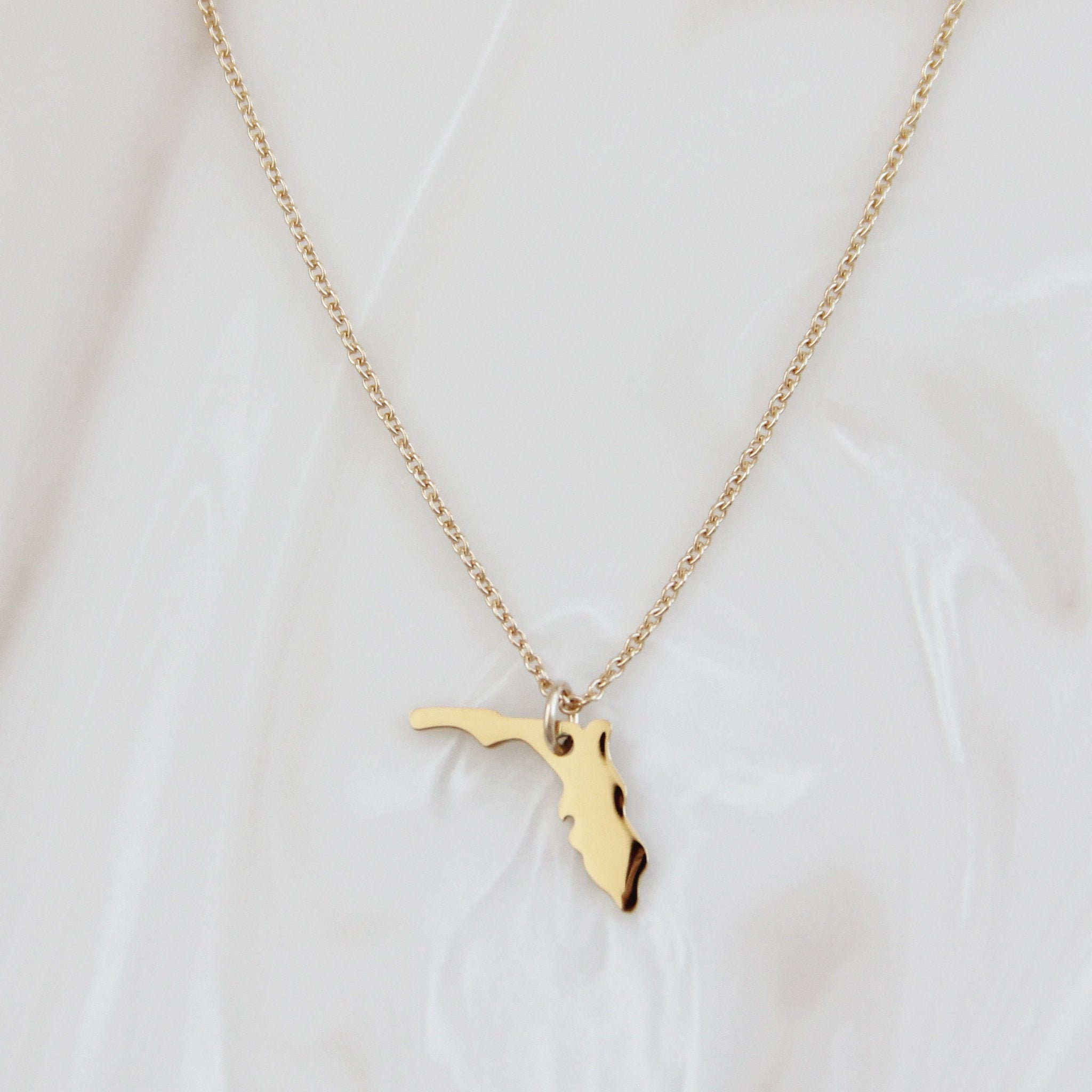 Florida Necklace Florida State Jewelry Dainty Gold Etsy