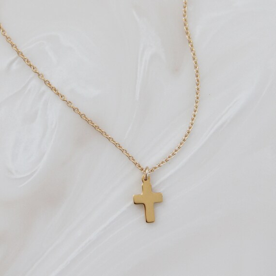 Tiny Cross Necklace Etsy
