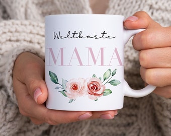 Emaille Tasse Becher mit Namen MOM Mama Geschenk Muttertag Weihnachten