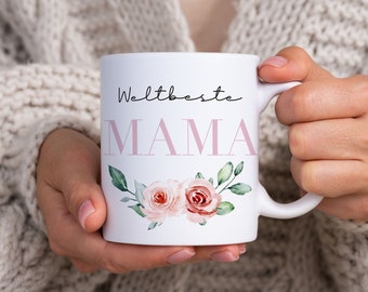 Emaille Tasse Becher mit Namen MOM Mama Geschenk Muttertag Weihnachten