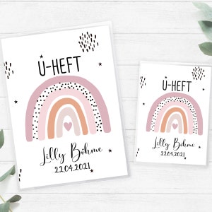 U-Heft Hülle und Impfpasshülle Set mit Namen, U-Heft Regenbogen, personalisierte U-Hefthülle, Geschenk zur Geburt