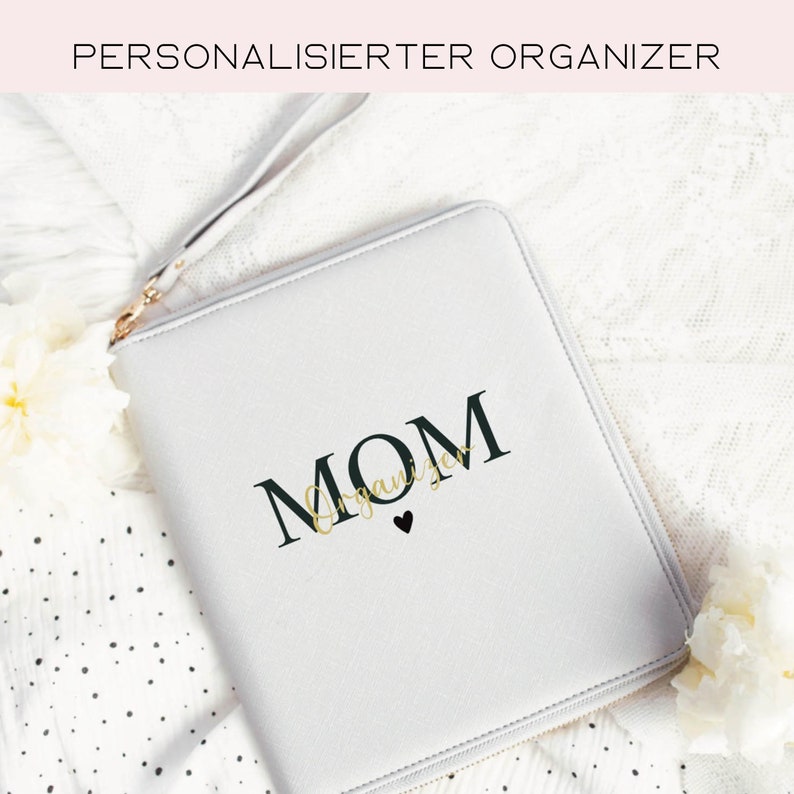 MOM Organizer U-booklet cover Planner personalized with desired text Mother's passport, document folder I family organizer personalized image 1