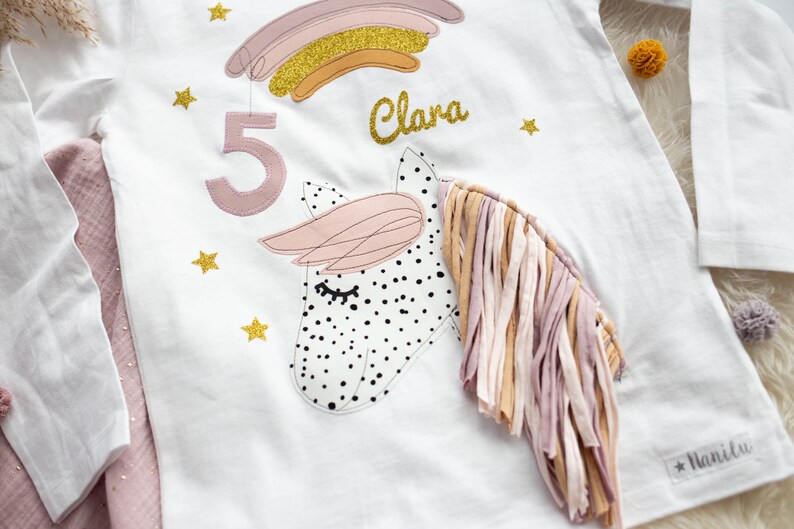 Chemise d'anniversaire enfants, chemise d'anniversaire, chemise avec numéro, chemise filles, chemise anniversaire, chemise licorne, chemise enfant cheval, chemise avec nom image 10