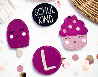 Kletties personnalisés pour cartables, écussons Velcro pour la rentrée, écussons et pendentifs magnétiques, cartable Klettie motif muffin glacé
