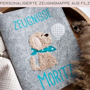 personalisierte Zeugnismappe mit Namen, Zeugnisordner personalisiert, Geschenk Schulkind, Ordner für Zeugnisse Hund, Geschenk Einschulung