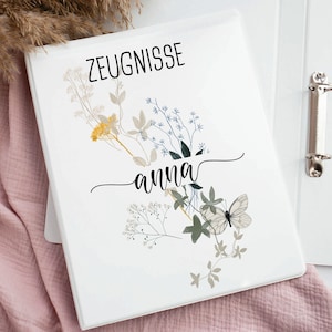Certificate folder personalized with name, personalized certificate folder flowers, gift for school child