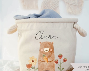 personalized toy basket, storage basket children's room with name, children's room decoration forest animals with name