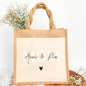 personalisierte Jutetasche MOM, Geschenktasche beste Mama, Geschenkidee Muttertag, Shopper beste Mama, Markttasche MOM personalisiert Bild 4