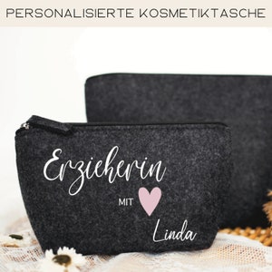 Kosmetiktasche personalisiert Erzieherin , Erzieherin mit Herz Tasche, Abschiedsgeschenk Erzieherin, Dankeschön Erzieherin
