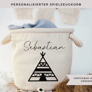 Spielzeugkorb mit Namen, Spielsachenkorb personalisiert, Kinderzimmerdeko Tippi mit Namen personalisiert, Spielzeugkiste Babyzimmer